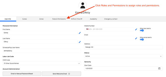 Click Roles and Permissions