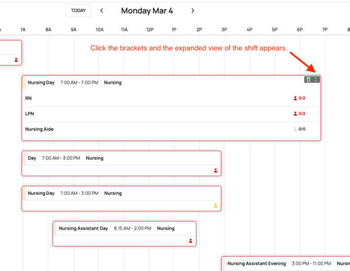 Expanded view in Timeline