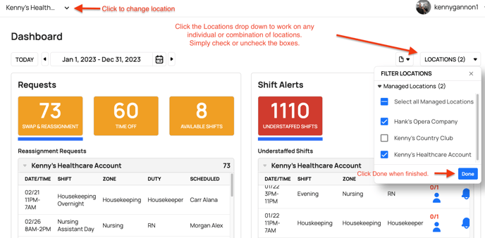 Locations Overview.  Choose the locations where you want to work.