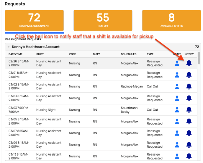 Notify Staff by Clicking Bell