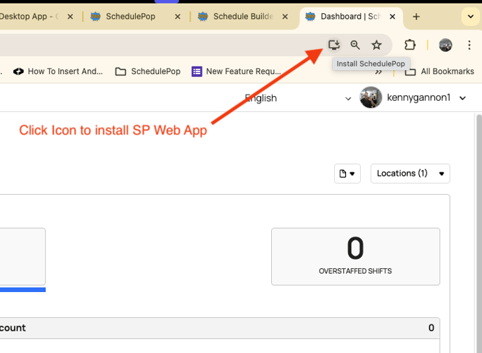 click icon to install web app