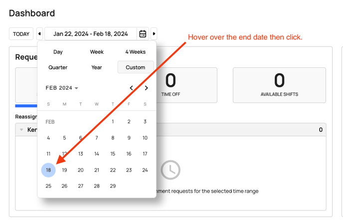 end date hover for custom dashboard