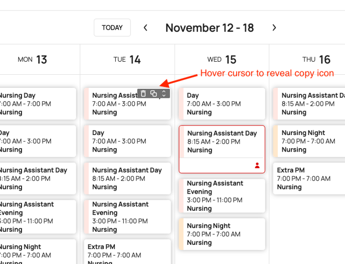 hover to reveal copy icon shift view